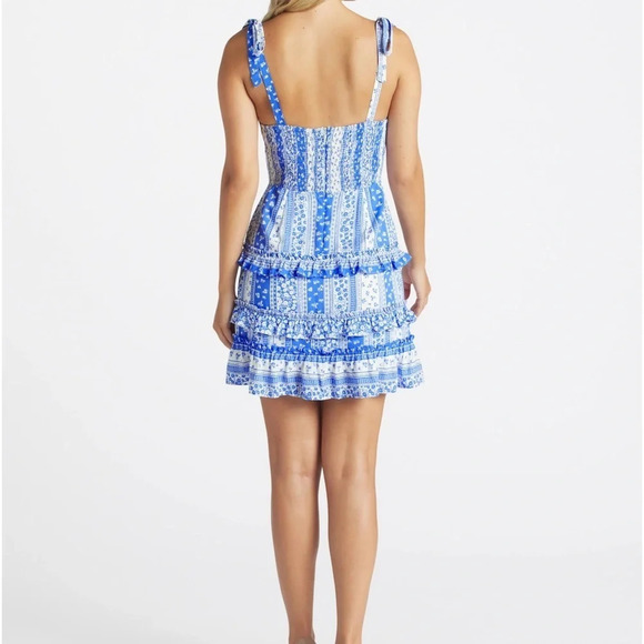 Lost + Wander Love Me True Floral Mini Dress in Blue - Size Medium - Picture 2 of 9